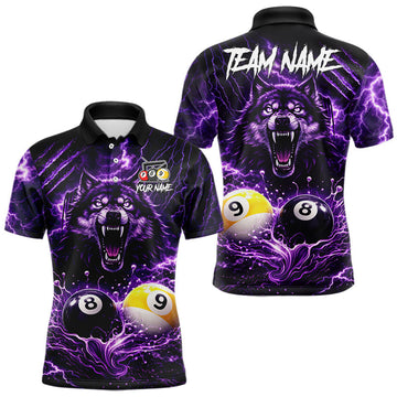 Maxcorners Custom Purple Horrors Wolf Smokes Pool 8 Ball & 9 Ball Men's Billiard Team Shirt Billiard Attire