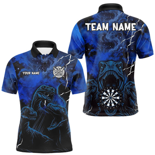 Maxcorners Personalized Blue Smoking Funny Dinosaurs Mens Darts Shirt Custom Grunge Outfits Dart Jerseys LM1005