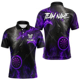 Maxcorners Custom Purple Flaming Dartboard Grim Reaper Dart Men Polo Shirt Dart Team Jerseys MT1110