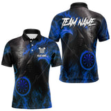 Maxcorners Custom Blue Flaming Dartboard Grim Reaper Dart Men Polo Shirt Dart Team Jerseys MT1110