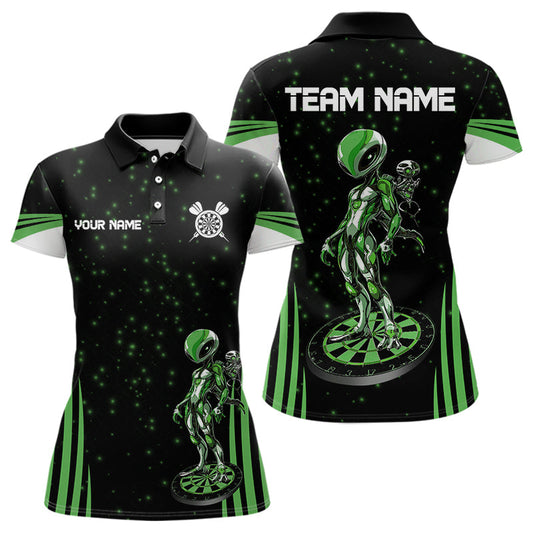Maxcorners Custom Green Alien And Dartboards Dart Polo Shirts For Men, Dart Team Jersey LM1008