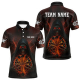 Maxcorners Custom Lightning Red Bone Skeleton Dartboard Dart Men Polo Jerseys Dart Shirt Gifts TU1410