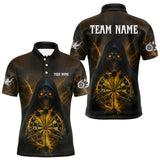 Maxcorners Custom Lightning Yellow Bone Skeleton Dartboard Dart Men Polo Jerseys Dart Shirt Gifts TU1410