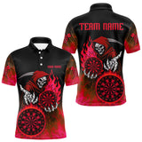 Maxcorners Custom Red Flames Dartboard Horror Grim Reaper Dart Men Polo Jerseys Outfits Dart Shirt TU1410