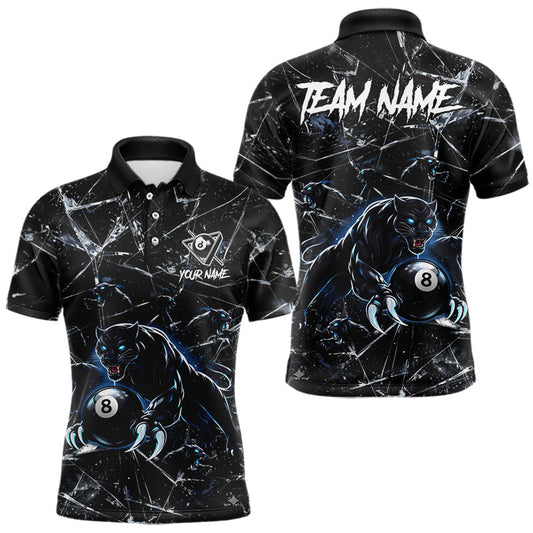 Maxcorners Multi-Panther Funny Glass Crack 8 Ball Pool Polo & 1/4-Zip Team Shirt For Men Custom Billiards Ball Apparel