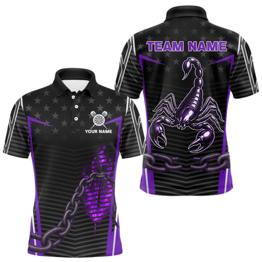 Maxcorners Custom Men's Darts Polo & 1/4 Zip Jersey - Flame Darts & Scorpion Darts Shirt | Purple LM1203