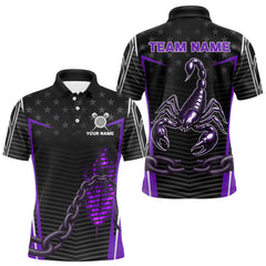 Maxcorners Custom Men's Darts Polo & 1/4 Zip Jersey - Flame Darts & Scorpion Darts Shirt | Purple TU1108