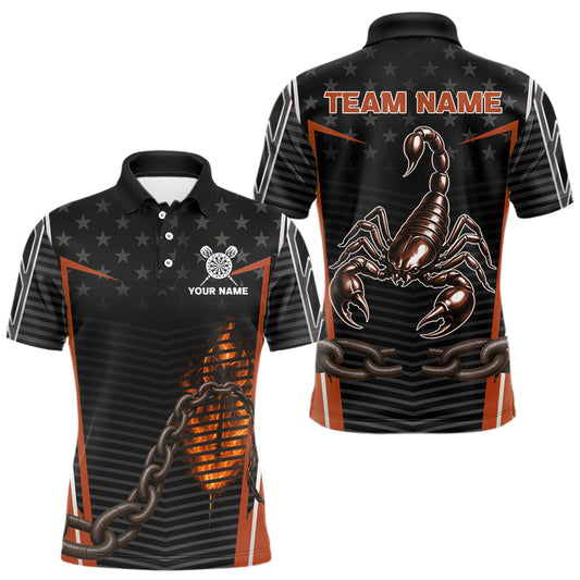 Maxcorners Custom Men's Darts Polo & 1/4 Zip Jersey - Flame Darts & Scorpion Darts Shirt | Orange LM1203