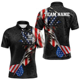 Maxcorners Custom American Flag Dart Arrow Black Dart Men Polo Shirt Patriotic Dart Team Jerseys MT1110