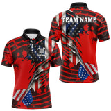 Maxcorners Custom American Flag Dart Arrow Black & Red Dart Men Polo Shirt Patriotic Dart Jerseys MT1110
