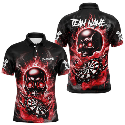 Maxcorners Custom Fire Flame Dartboard Lightning Red Skull Dart Men Polo Jerseys Dart Team Shirt TU1410