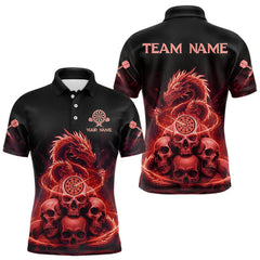 Maxcorners Custom Red Galaxy Dragon Skulls Dartboard Men Darts Polo Shirt Dart Team Jerseys LM1411