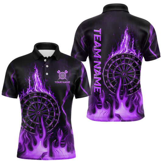 Personalized Dart Shirts For Men Custom Purple Dartboard Flame Team League Darter Jerseys LM1203