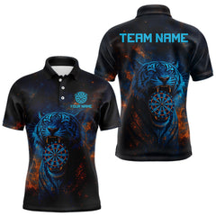 Maxcorners Custom Blue Orange Galaxy Tiger Dartboard Dart Polo Shirt For Men Dart Tournament Jerseys MT1309