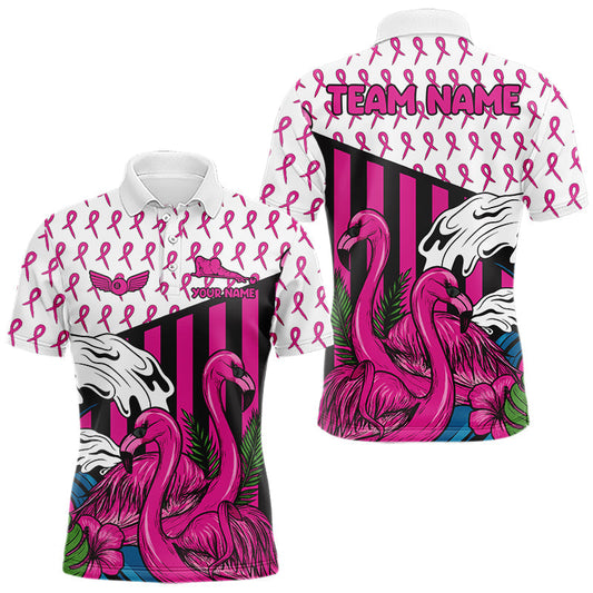Maxcorners Custom Breast Cancer Awareness Pool Ball Men's Billiard Shirt Funny Flamingo Billiard Attire