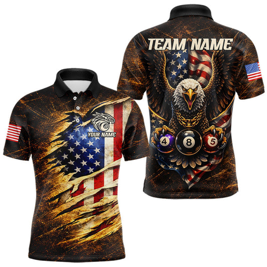 Maxcorners Eagle Retro Grunge American Flag Ball 8 Billiards Pool Shirt For Men Personalized Billiard Team Names LM2602