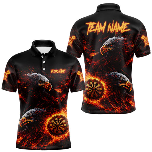 Maxcorners Eagle Couple Flame Dartboard & Arrow Men Darts Polo Shirt Custom Outfits Dart Team Jerseys LM1501