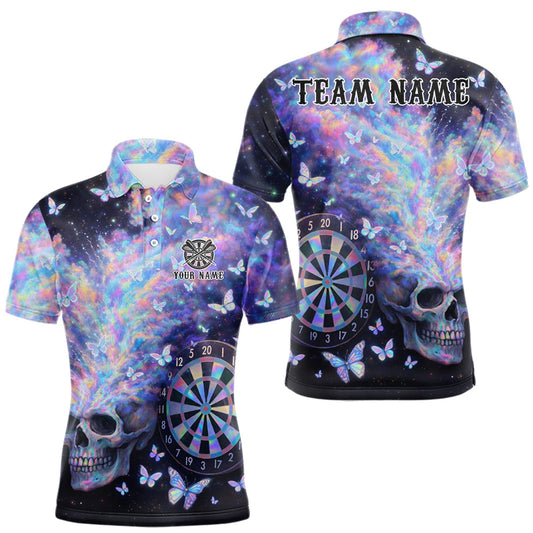 Maxcorners Custom Holographic Smokes Skull Dartboard Men Dart Polo Shirt Butterfly Dart Jerseys LM2602