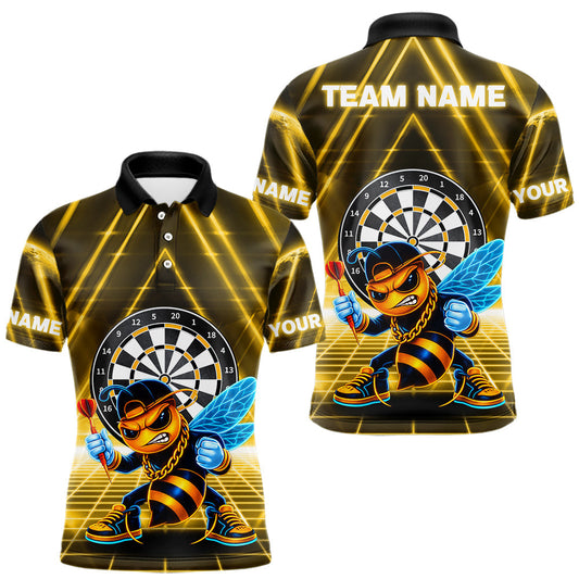 Maxcorners Lightning Yellow Neon Electric Funny Bee Men Dart Polo Shirt Custom Team Name For Darters LM2602
