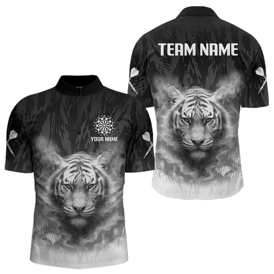Maxcorners Men's Custom Darts Shirt With Pale Smoke Grunnge Pattern Dartboard