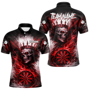 Maxcorners Red Crown Skull Fire Flame Dartboard Men Darts Polo Shirt Custom Grunge Dart Team Jerseys LM1104