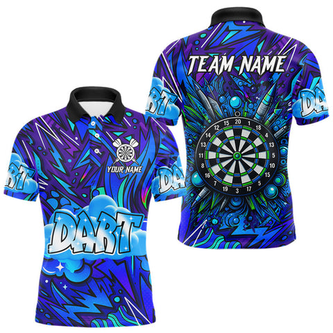 Maxcorners Comic Blast Dartboard Custom Blue Darts Shirt For Men - Name & Team For Players TU2606