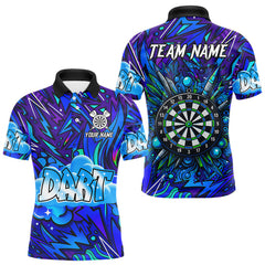 Maxcorners Comic Blast Dartboard Custom Blue Darts Shirt For Men - Name & Team For Players TU2606
