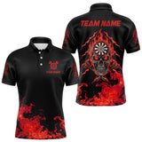 Maxcorners Custom Red Flames Skull Dart Arrow Dart Men Polo Jerseys Flame Dart Team Shirt MT1810