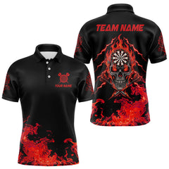 Maxcorners Custom Red Flames Skull Dart Arrow Dart Men Polo Jerseys Flame Dart Team Shirt MT1810