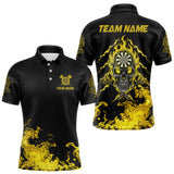 Maxcorners Custom Yellow Flames Skull Dart Arrow Dart Men Polo Jerseys Flame Dart Team Shirt MT1810
