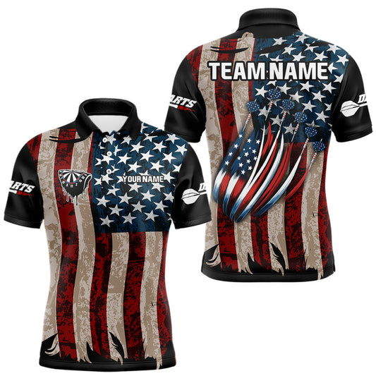Maxcorners US Flag Dart Arrow & Dartboard Darts Polo Shirt For Men Custom Patriotic Dart Team Jerseys LM2201