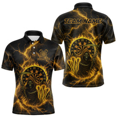 Maxcorners Custom Yellow Flames Grim Reaper Lightning Dart Men Polo Jerseys Outfits Dart Gifts LM2110