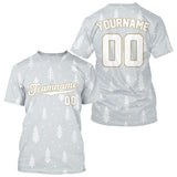 Maxcorners Custom Grey Snowflake Baseball Christmas T-Shirt For Men Outfits Xmas Baseball Shirts LM1809