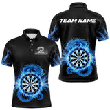 Maxcorners Custom Dragon Lighting Blue Dartboard Dart Polo Jerseys For Men Dart Team Shirt LM2110