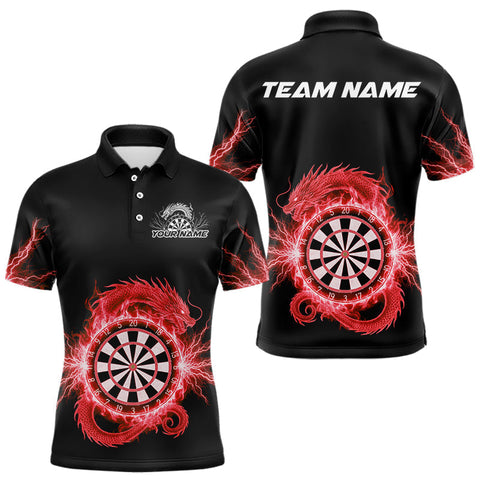 Maxcorners Custom Dragon Lighting Red Dartboard Dart Polo Jerseys For Men Dart Team Shirt LM2110