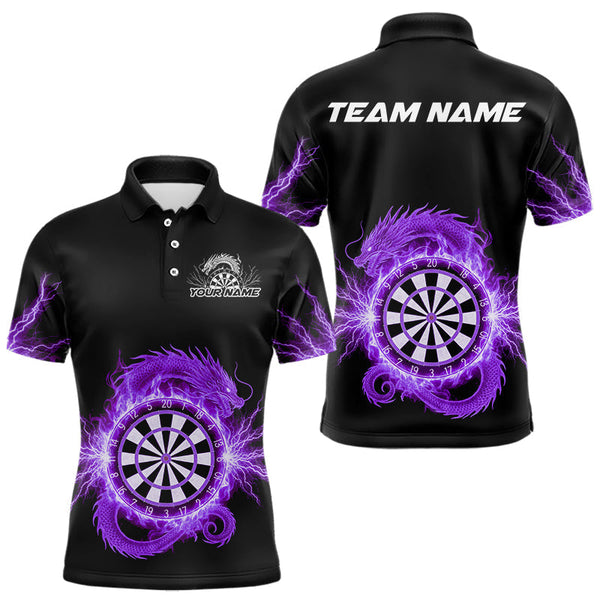 Maxcorners Custom Dragon Lighting Purple Dartboard Dart Polo Jerseys For Men Dart Team Shirt LM2110