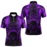 Maxcorners Custom Purple Skull Lightning Dartboard Dart Polo Jerseys For Men Outfits Dart Shirts LM2110