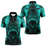 Maxcorners Custom Turquoise Skull Lightning Dartboard Dart Polo Jerseys For Men Outfits Dart Shirts LM2110