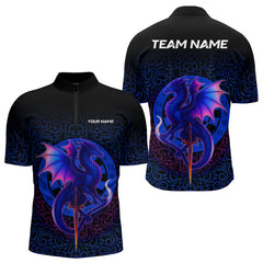 Maxcorners Colorful Gradient Dragon Dartboard Blue Men's Darts Shirt - Custom Name & Team Jersey LM3006
