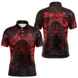 Maxcorners Custom Multi-Skull Lightning Red Dartboard Dart Men Polo Jerseys Grim Reaper Dart Shirt LM2110