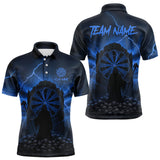 Maxcorners Custom Multi-Skull Lightning Blue Dartboard Dart Men Polo Jerseys Grim Reaper Dart Shirts LM2110
