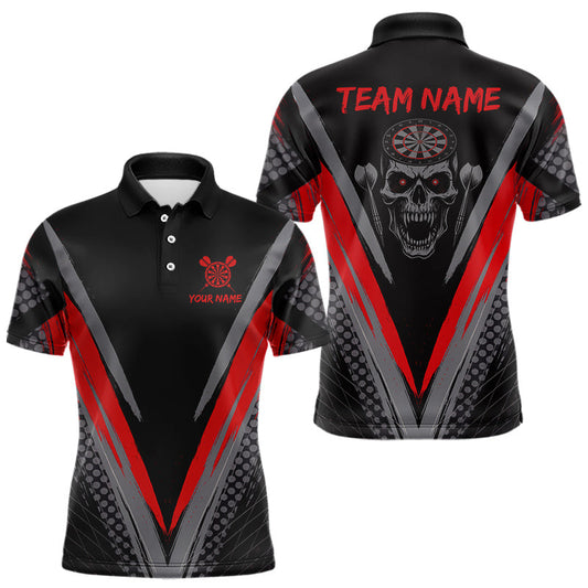 Maxcorners Custom Multi-Skull Lightning Blue Dartboard Dart Men Polo Jerseys Grim Reaper Dart Shirts LM2603