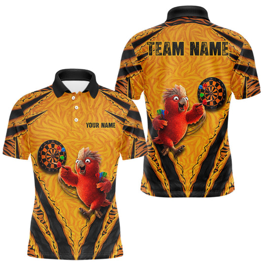 Maxcorners Custom Yellow Claws Pattern Darts Men Polo 1/4-Zip Shirt, Funny Parrot Darts Team Attire LM1904