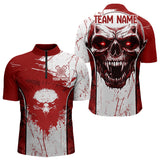 Maxcorners Personalized Eagle And Skull Grunge Red Dart Polo Shirts For Men, Dart Team Jerseys LM2007