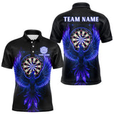 Maxcorners Custom Funny Flame Phoenix Blue Dartboard Dart Men Polo Jerseys Outfits Dart Shirts TU2310