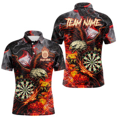 Maxcorners Red Smokes Flaming Eagle Dartboard Custom Men Darts Polo League Shirts Fire Dart Jerseys