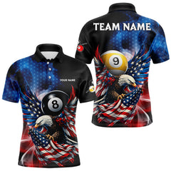Maxcorners US Flag Eagle Pool 8 Ball & 9 Ball Men's Billiard Shirt Custom Freedom Patriotic Billiard Attire LM2201