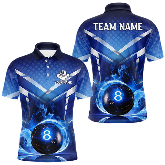 Maxcorners Custom Blue & Purple Tribal 8 Ball Billiard Jersey For Men Billiard Clothes Billiard Team Shirts