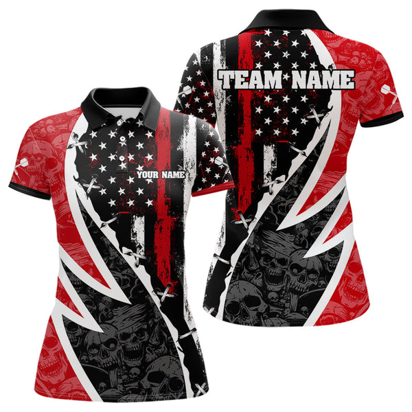 Maxcorners Skulls With Custom American Flag Dart Shirts For Men, Dart Team Jerseys LM243