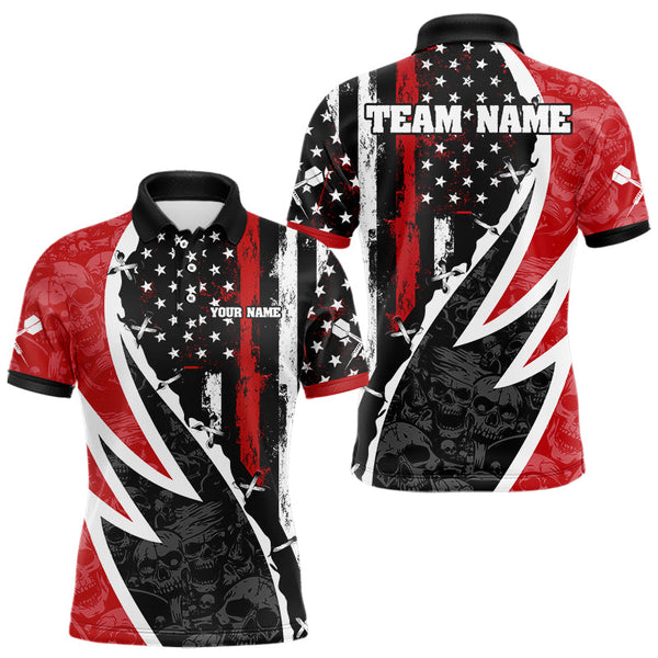 Maxcorners Skulls With Custom American Flag Dart Shirts For Men, Dart Team Jerseys LM243